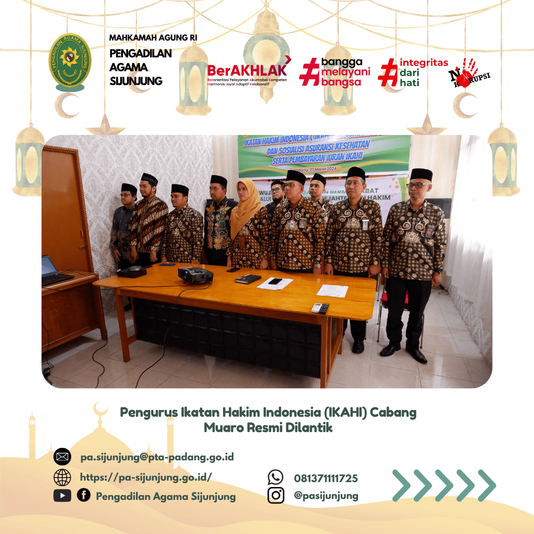 Pengurus Inaki Pengurus Ikatan Hakim Indonesia (IKAHI) Cabang Muaro Resmi Dilantik